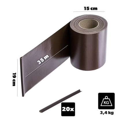 Hegnstrimmel 19 cm x 35 m PVC med Klips | 5906638327876
