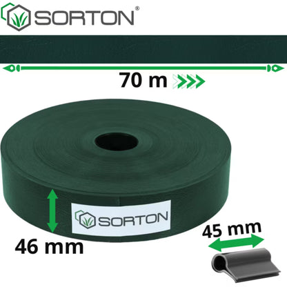 Hegnstrimmel 4,6 cm x 70 m Grøn RAL6005 med 100 Clips