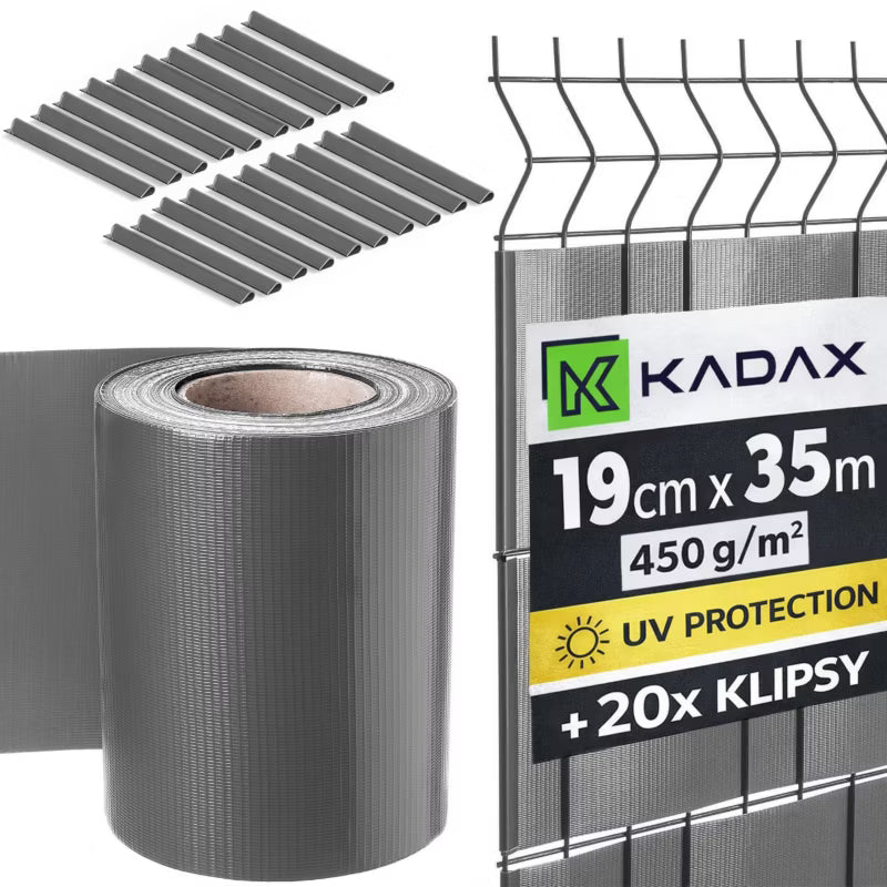 Hegnstrimmel PVC 19 cm x 35 m Grå