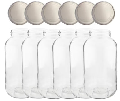 Henkeglas 2 Liter 6 Stk. med Låg 82 mm