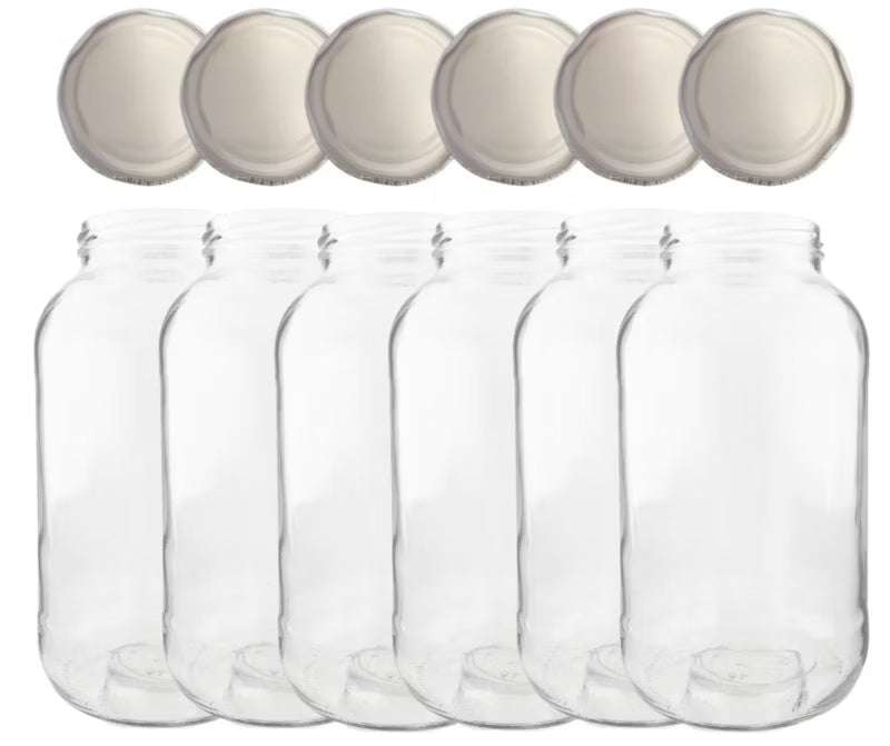 Henkeglas 2 Liter 6 Stk. med Låg 82 mm
