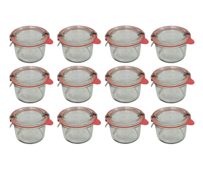 Henkeglas 200 ml Ø80 mm med Glaslåg Gummiringe og Klemmer 12 Stk.