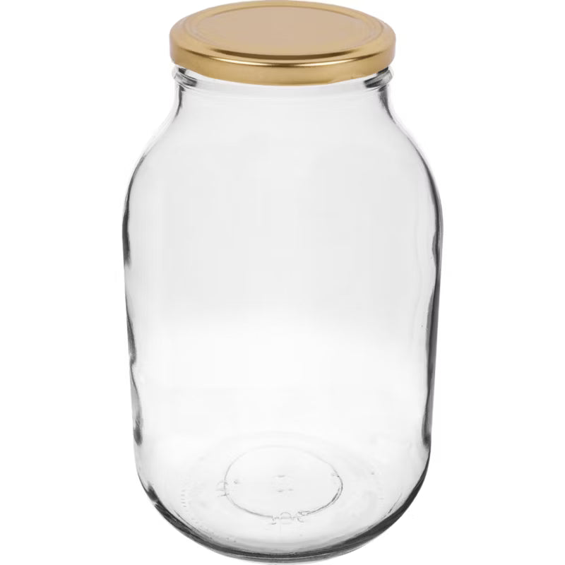 Henkeglas 3 Liter med Guld Låg