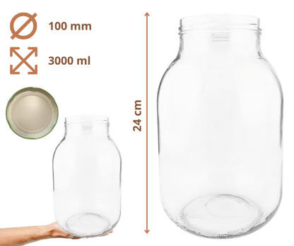 Henkeglas 3 Liter 100 mm Klar Glas 10 Stk.