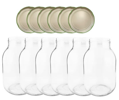Henkeglas 4 Liter med Skruelåg 100 mm 6 Stk.