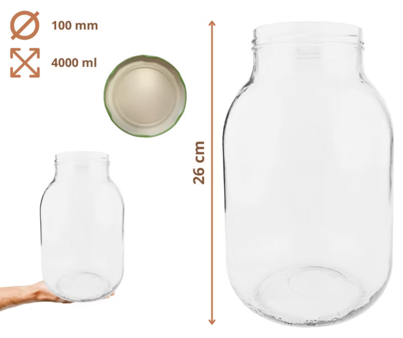 Henkeglas 4000 ml med Låg 100 mm Klar