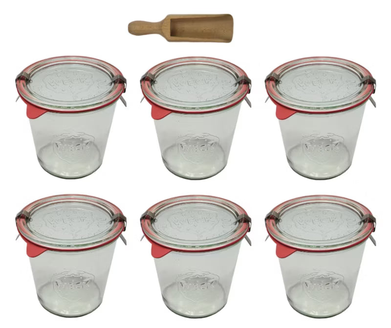 Henkeglas 580 ml Ø100 Glas med Låg og Gummiring 6 Stk.