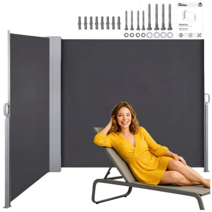 Hjørnemarkise Udtrækkelig 300x300x180 cm Grå