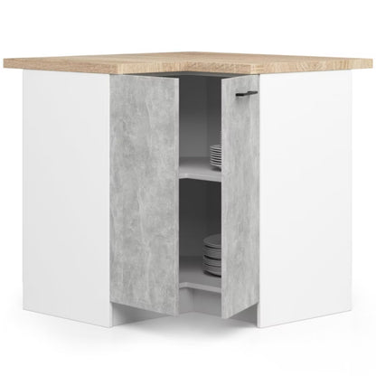 Hjørnekøkkenskab 90x46x85 cm Hvid Beton Mat