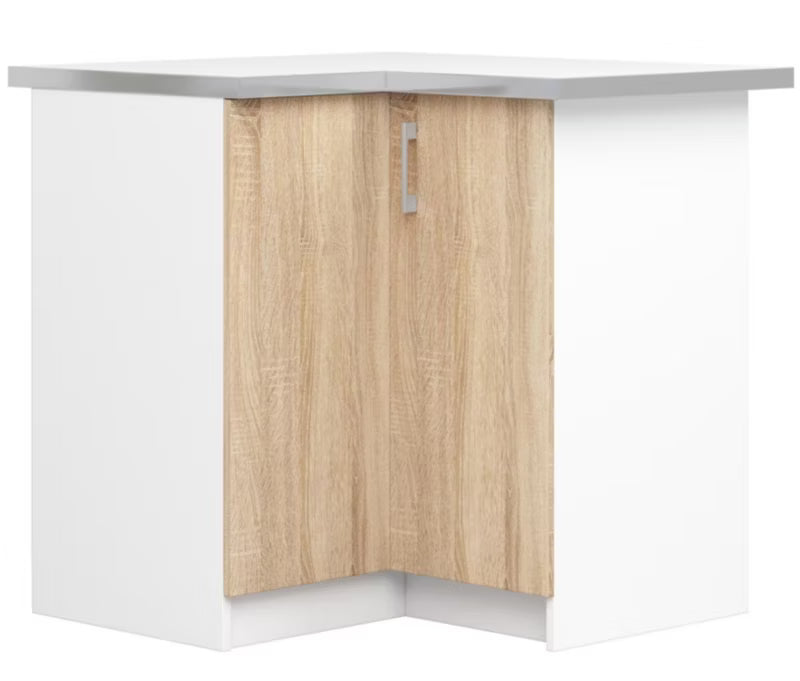 Hjørnekøkkenskab Lima 84x45 cm Sonoma Eg og Hvid med Bordplade