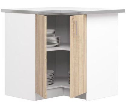 Hjørnekøkkenskab Lima 84x45 cm Sonoma Eg og Hvid med Bordplade