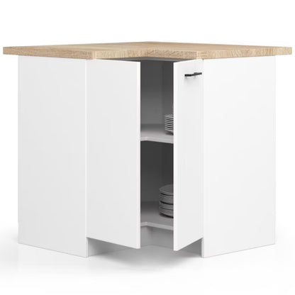 Hjørnekøkkenskab Oliwia 90x46x85 cm Hvid Mat med Bordplade