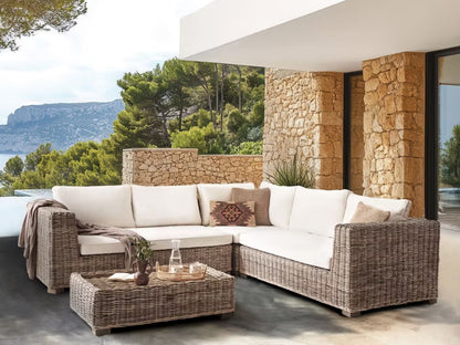 Hjørnesofa Rinella 5 Personer Grå med Skammel