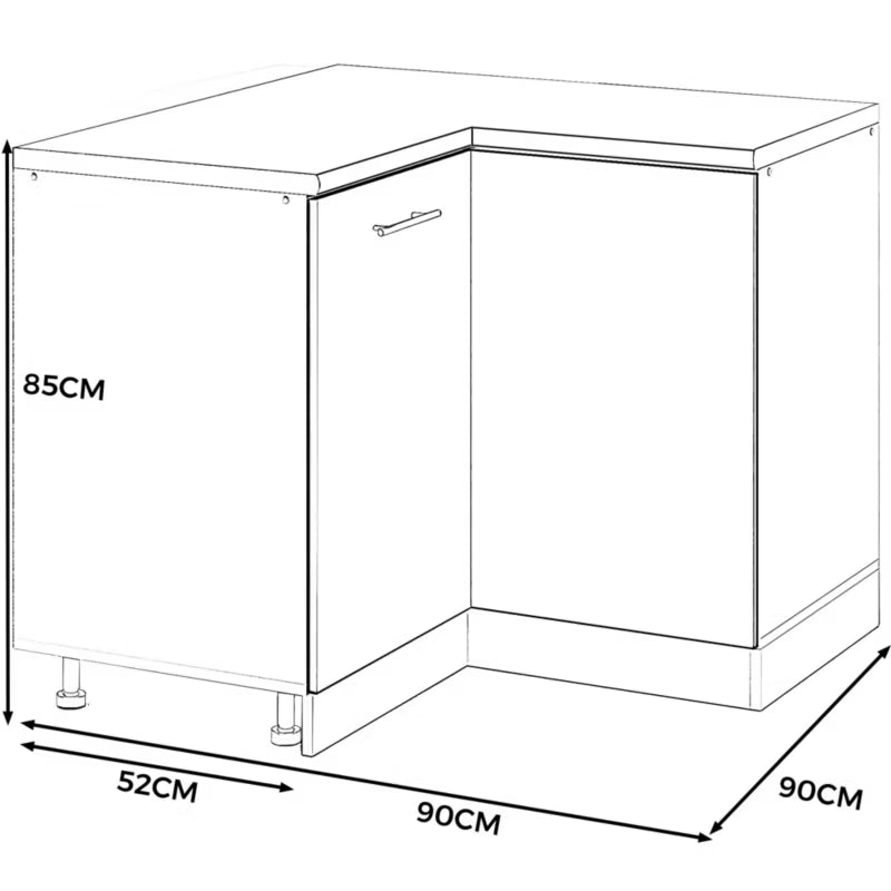 Hjørneunderskab DN90X90 90x90 cm