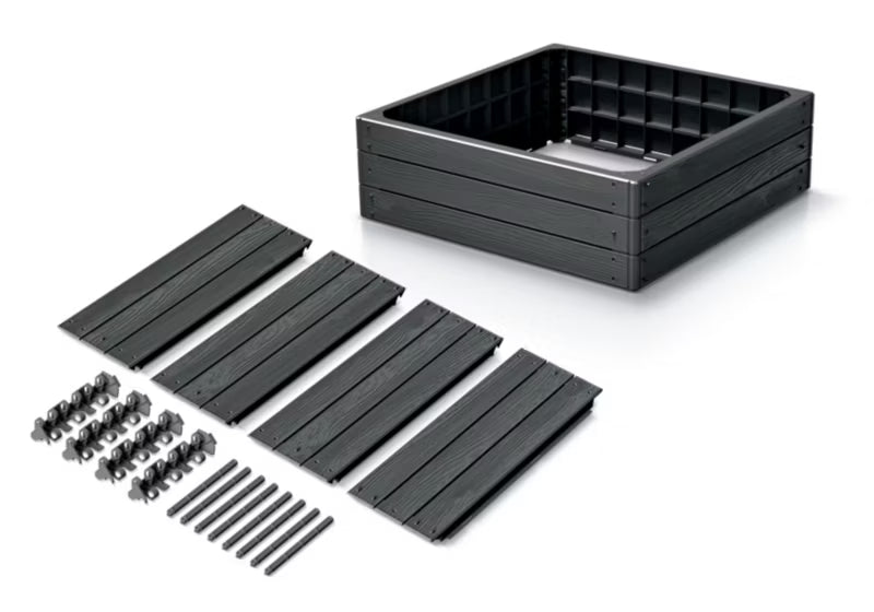Højbed Base Woody 75,6x75,6x25 cm Antracit Plast
