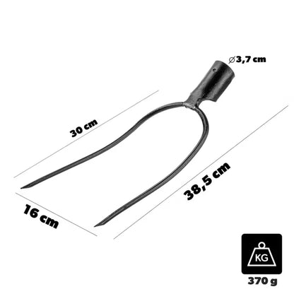 Høtyv 2 Tænder 38,5x16 cm Stål Uden Skaft