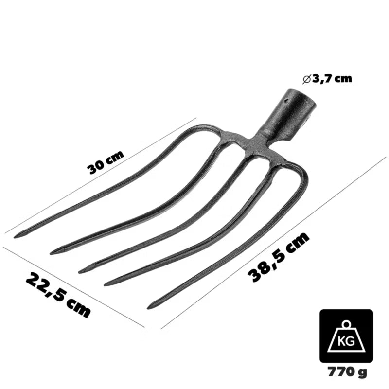 Høtyv 5-Tænder 38,5x22,5 cm Stål Uden Skaft