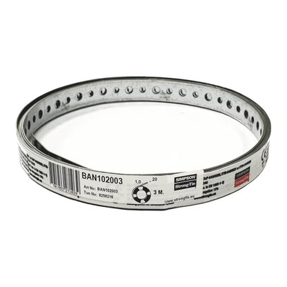 Hulbånd 20x1 mm 3 m Galvaniseret Stål