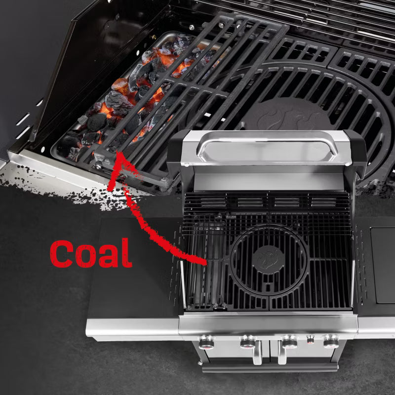 Hybridgrill Gas og Kul TRITON maxX PTS 4.1 INOX Rustfrit Stål