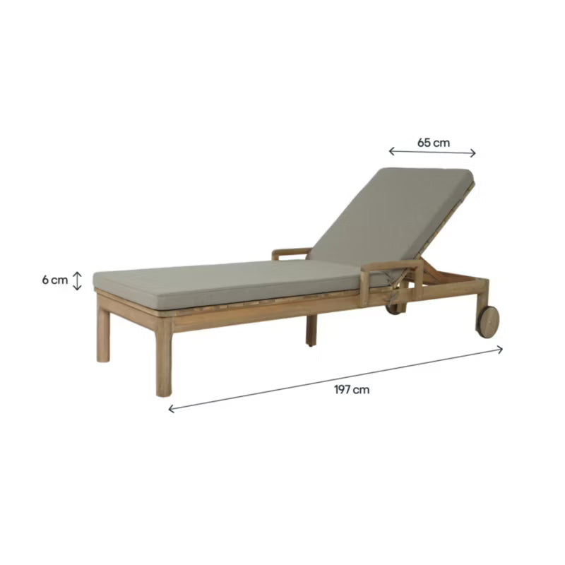 Hynde til Liggestol Tiga 197x65 cm Grå