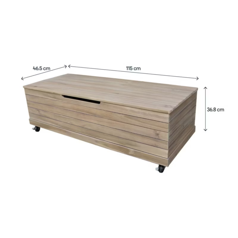 Hyndeboks Riveo 115x46,2 cm Natur Hvid med Hjul