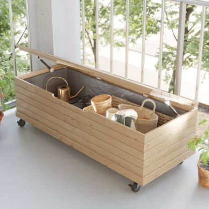 Hyndeboks Riveo 115x46,2 cm Natur Hvid med Hjul