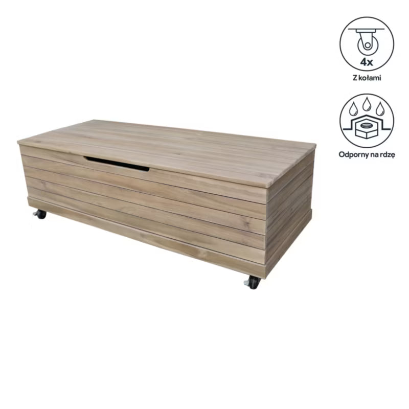 Hyndeboks Riveo 115x46,2 cm Natur Hvid med Hjul