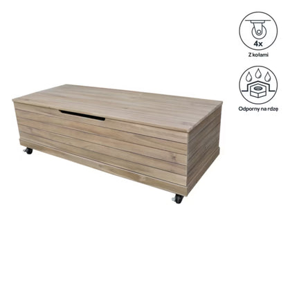 Hyndeboks Riveo 115x46,2 cm Natur Hvid med Hjul