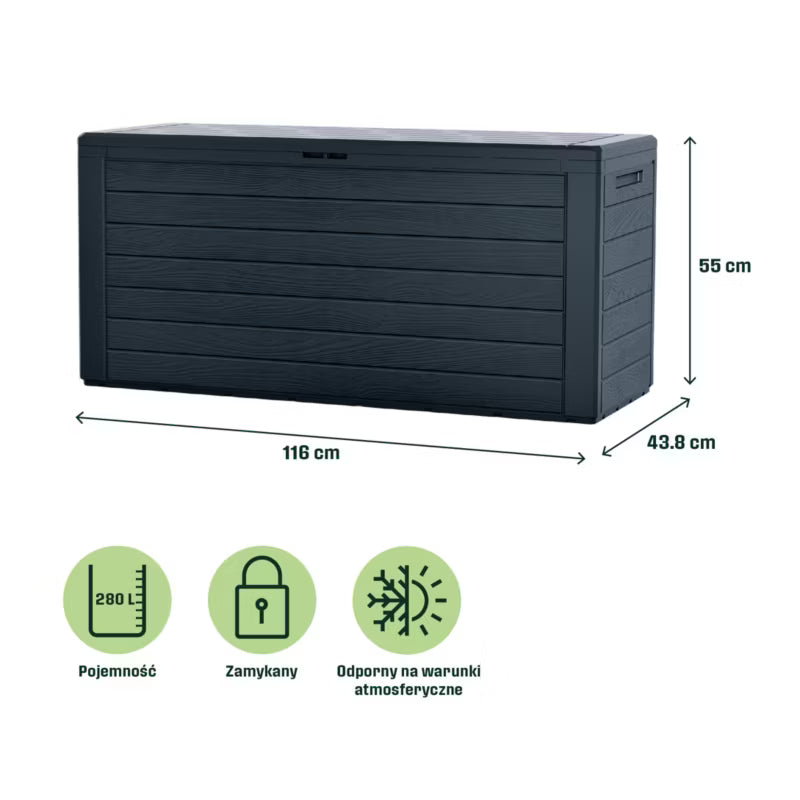 Hyndeboks Woodebox 280 Liter Antracit