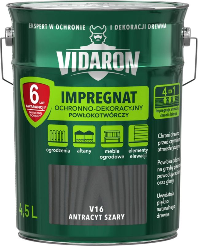 Impregnering til træ Vidaron antracitgrå 4,5 l