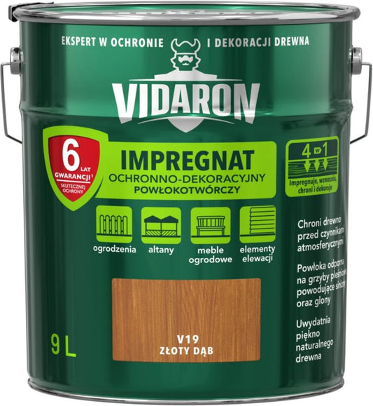 Vidaron træimprægnering i gylden eg, 9 l
