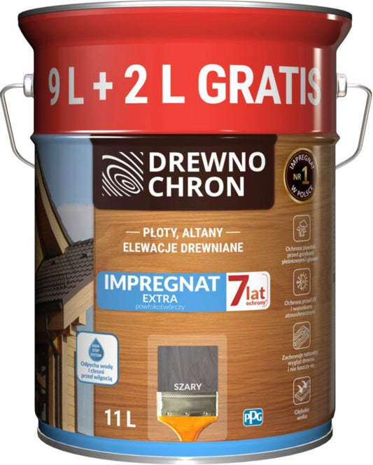 Drewnochron Extra træimpregnering 9 l + 2 l grå