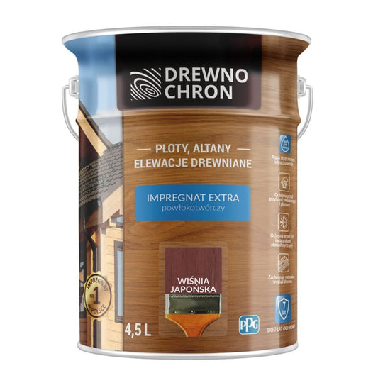 Impregnering Drewnochron Extra med filmopbyggende effekt kirsebærblomme 4,5 l