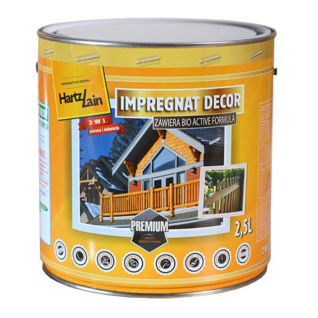 HartzLack Decor grafitfarvet træimprægnering 2,5 l