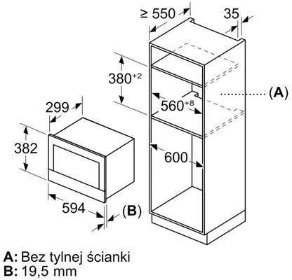 Indbygningsmikroovn BFR7221B1 21 Liter 900W