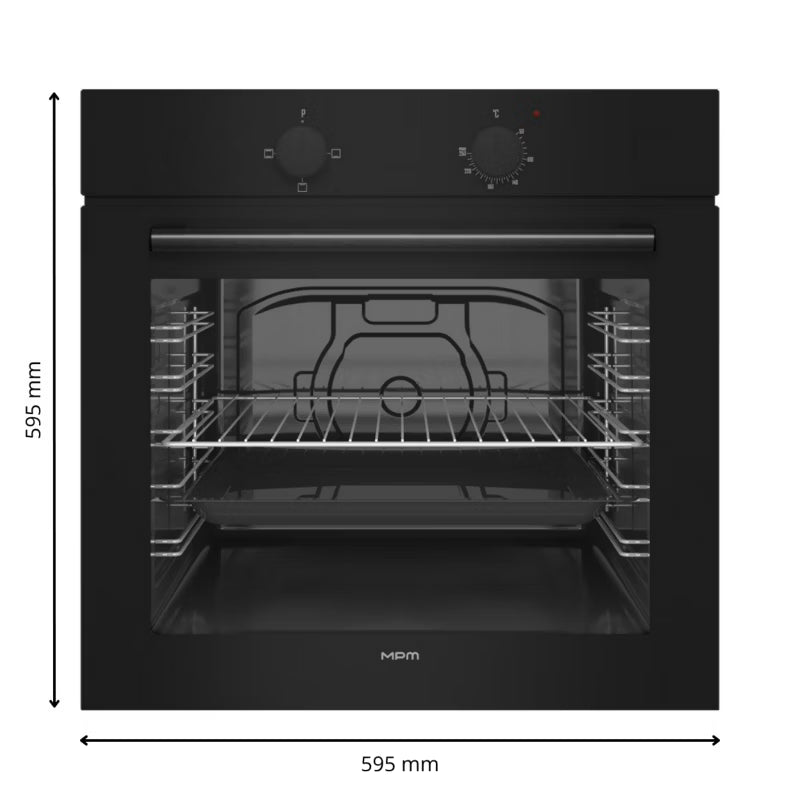 Indbygningsovn 60 cm 86L Sort