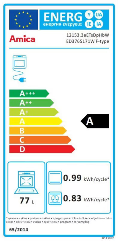 Indbygningsovn ED3765171W 60 cm Hvid