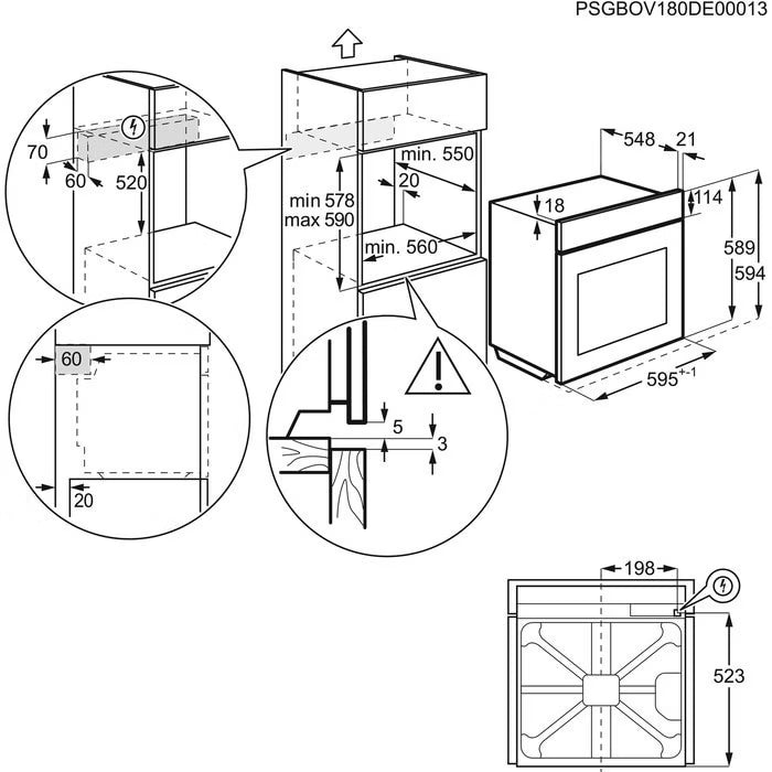 Indbygningsovn EOB3400BOR 72 Liter Sort