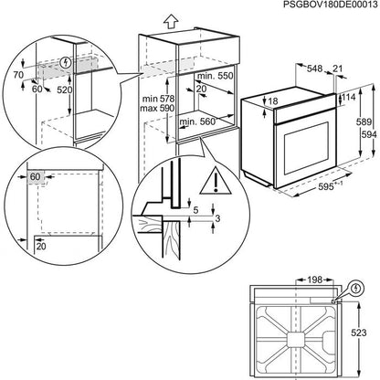 Indbygningsovn EOB3400BOR 72 Liter Sort