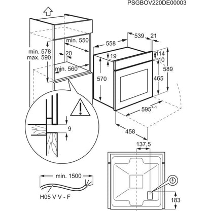 Indbygningsovn EOF5C50BZ 65 Liter Sort