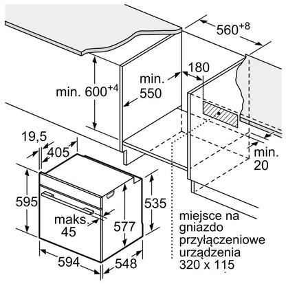 Indbygningsovn HB776G1B1 71 L Sort