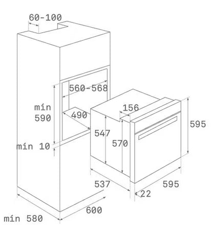 Indbygningsovn HRB 6300 AT 60 cm Antracit