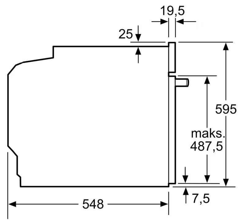 Indbygningsovn HRG272EB3 71 Liter Sort med Dampfunktion