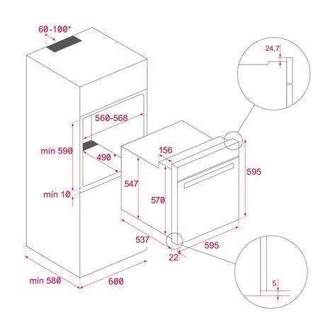 Indbygningsovn HSB 6250 P FBK 60 cm Sort