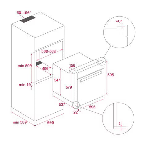Indbygningsovn HSB 6450 WH 70 Liter Hvid