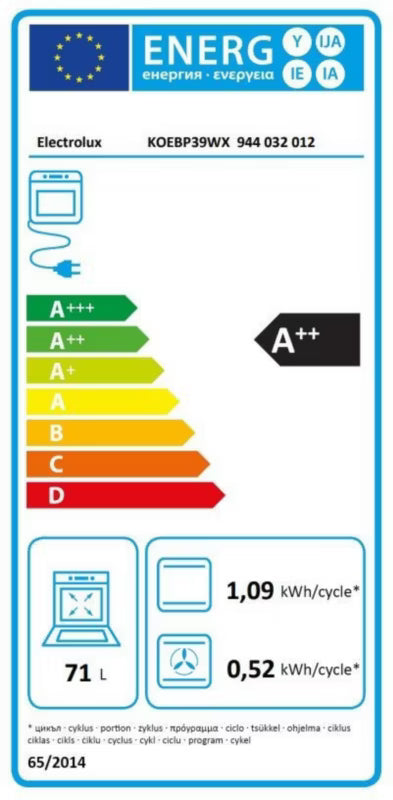 Indbygningsovn KOEBP39WX 71 Liter Sort og Sølv
