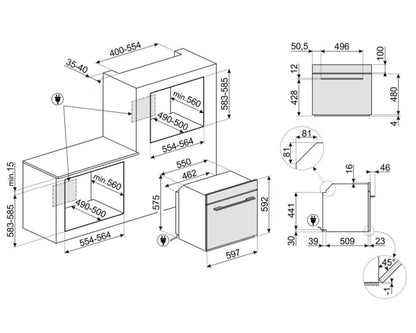 Indbygningsovn SF6101TB3 70 Liter Hvid Glas
