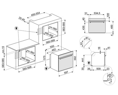 Indbygningsovn SF6301TN 60 cm Sort 70 L