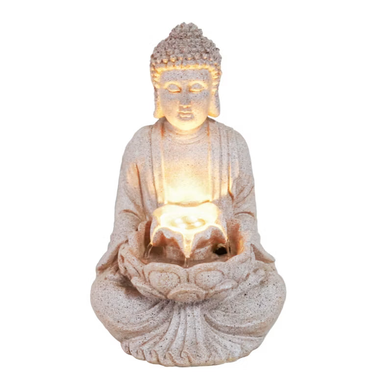 Indendørs Fontæne Mini Buddha 19,5x17,5x30,5 cm LED Grå