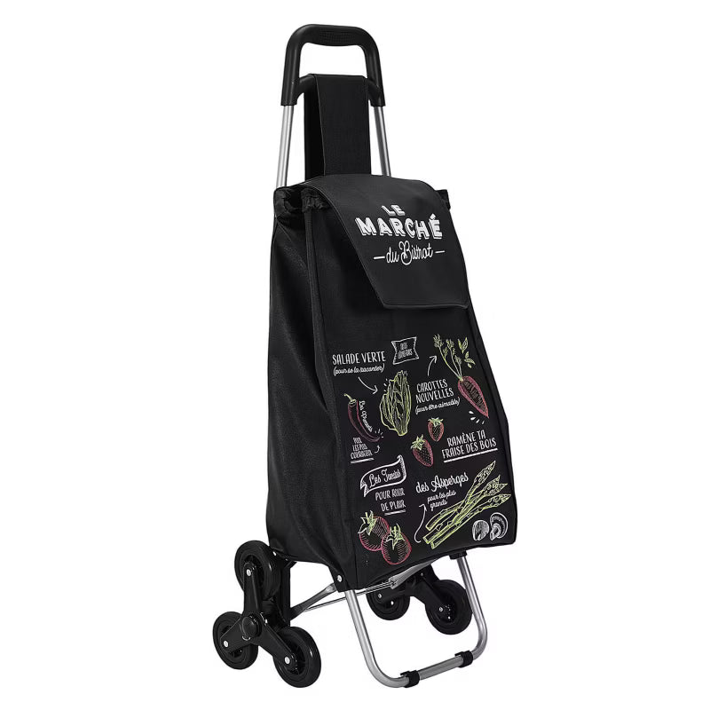 Indkøbsvogn Bistrot 6 Hjul 95x36x31 cm Sort